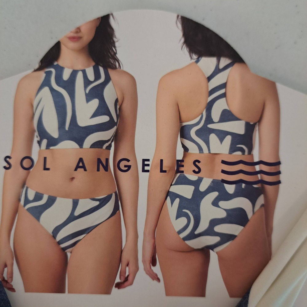 Sol Angeles Womens Swim Set M Navy NWT Racerback Bikini Set 1704-420